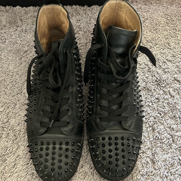 Men's Black Studded High-Top Sneakers